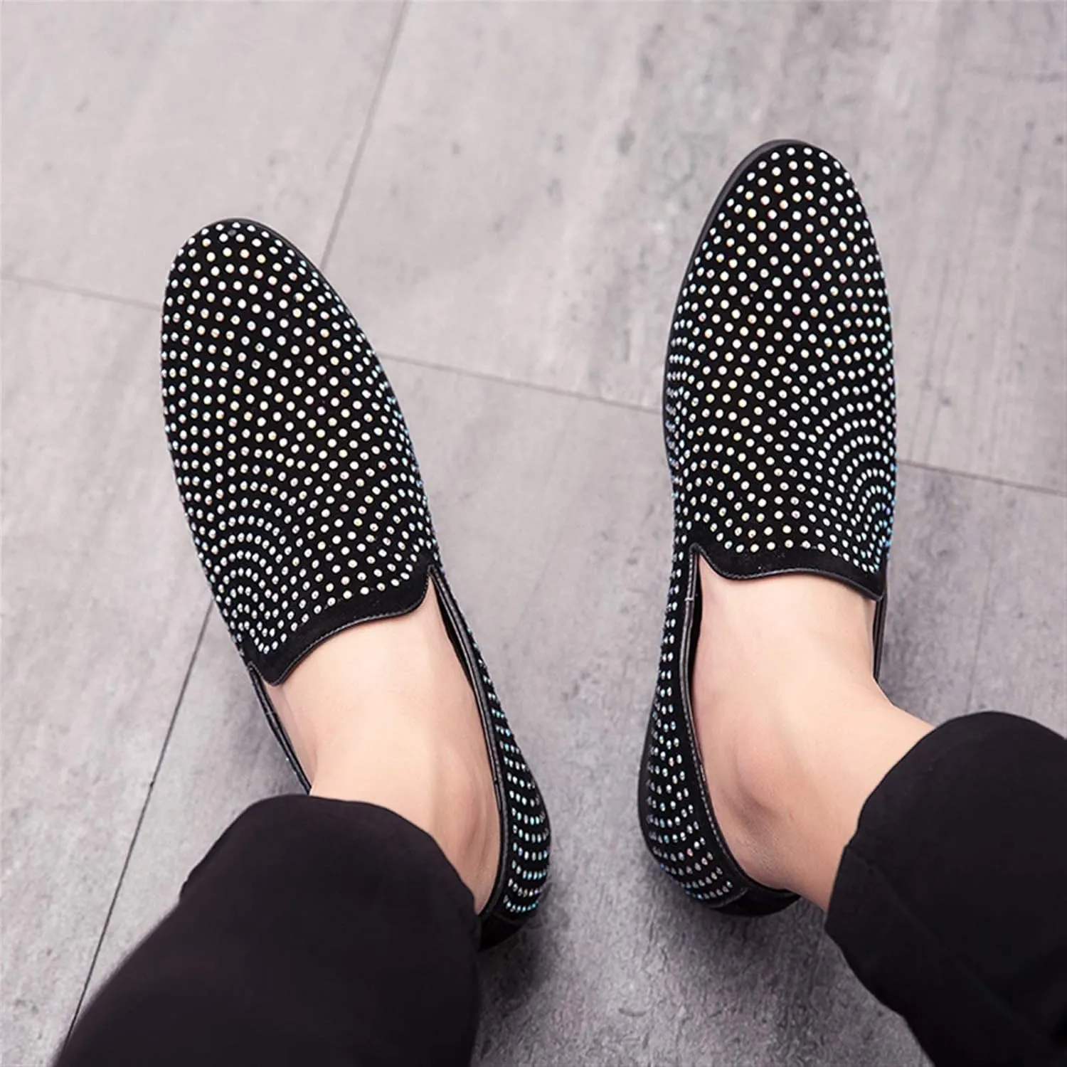 Mens Loafers Shiny Loafer Shoes PU Leather Comfortable Lightweight Slip Resistant Casual Walking Slip-on