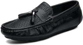 Men's Loafers Shoes Round Toe Solid Color Breathable with Tassel Driving Loafers Flat Heel Comfortable Lightweight Casual Walking Slip On