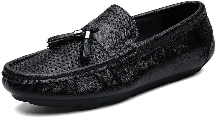 Men's Loafers Shoes Round Toe Solid Color Breathable with Tassel Driving Loafers Flat Heel Comfortable Lightweight Casual Walking Slip On