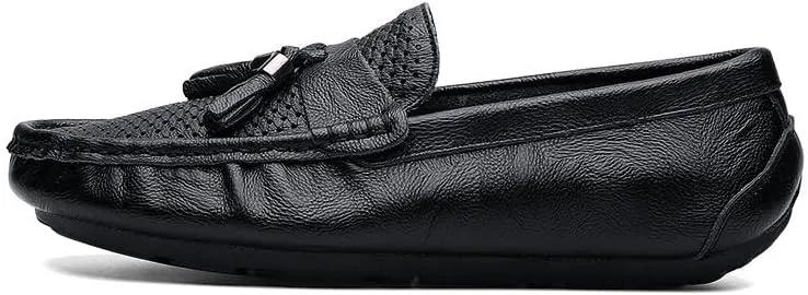 Men's Loafers Shoes Round Toe Solid Color Breathable with Tassel Driving Loafers Flat Heel Comfortable Lightweight Casual Walking Slip On