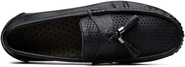 Men's Loafers Shoes Round Toe Solid Color Breathable with Tassel Driving Loafers Flat Heel Comfortable Lightweight Casual Walking Slip On