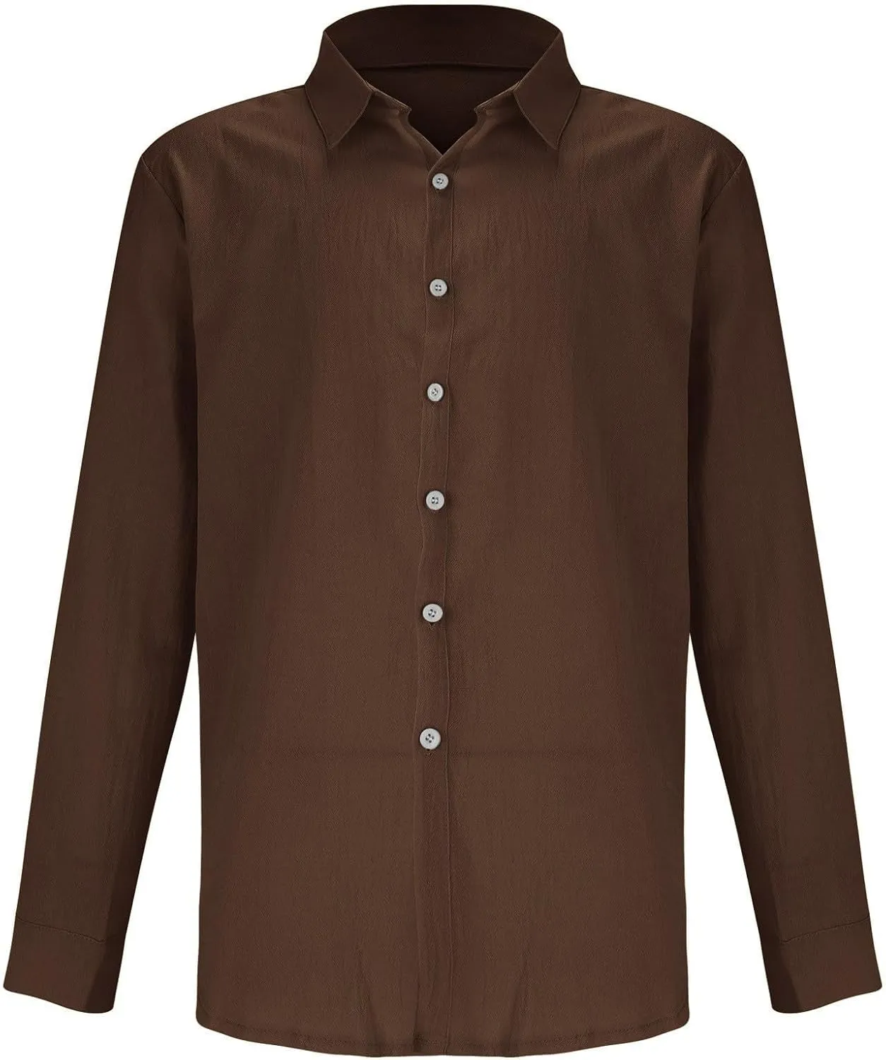 Mens Long Sleeve Peasant Linen Shirts Button Down Summer Business Office Dress Shirts Casual Beach Hawaiian Shirts