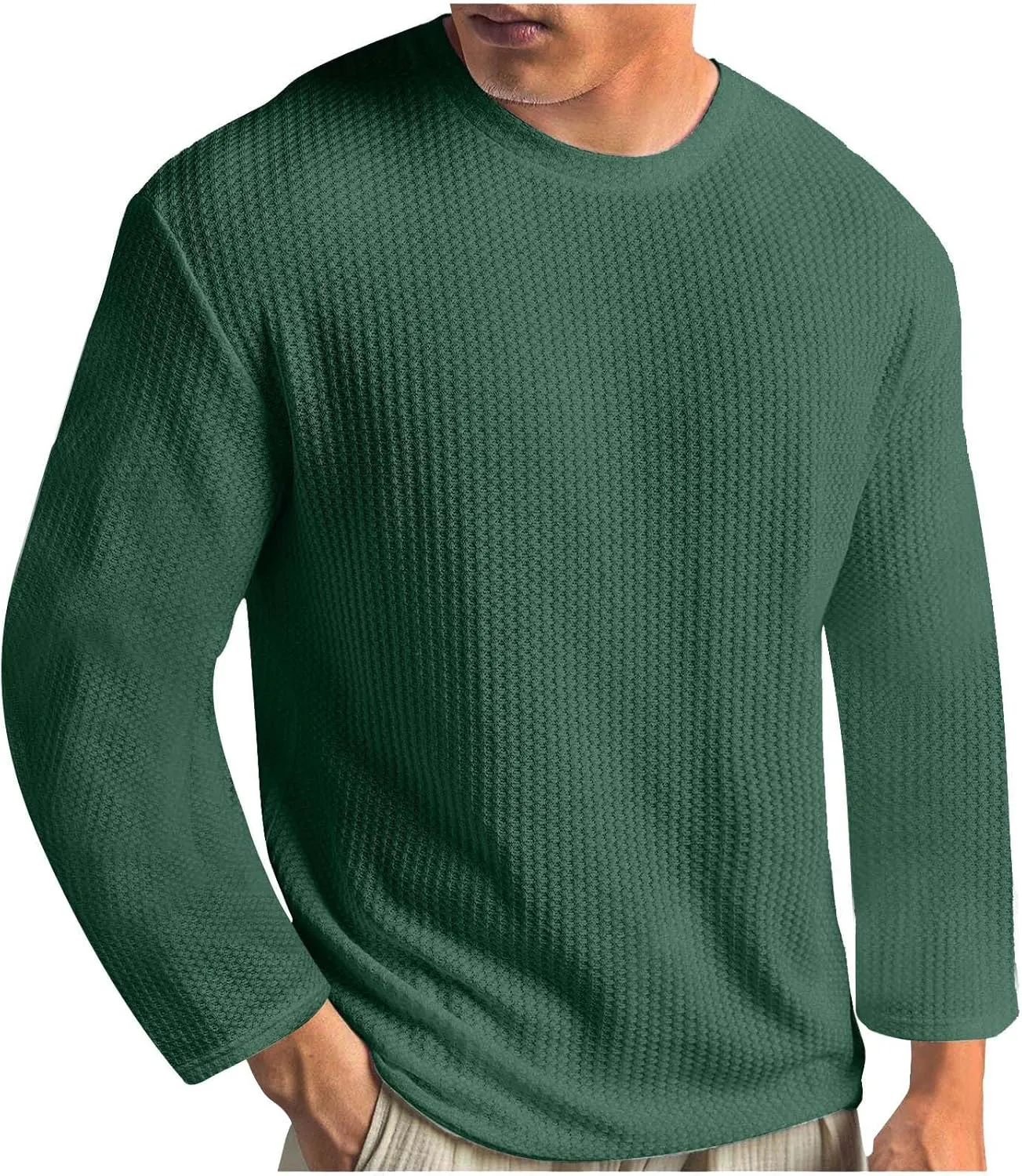 Mens Long Sleeve Shirts Casual Solid Crewneck Sweatshirt Causal Stylish Solid Gym Workout Tee Tops Pullover Shirt