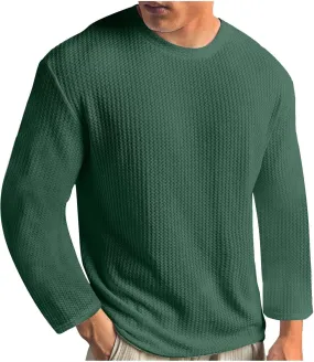 Mens Long Sleeve Shirts Casual Solid Crewneck Sweatshirt Causal Stylish Solid Gym Workout Tee Tops Pullover Shirt
