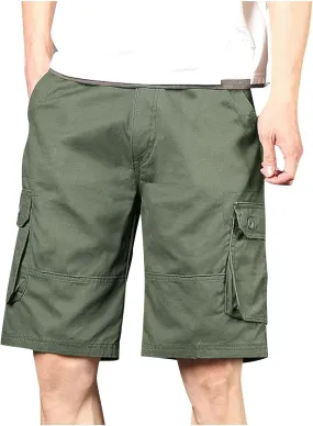 Men's Multiple Pockets Shorts Casual Cargo Shorts Drawstring Shorts Elastic Waist Shorts Plus Size Tactical Shorts