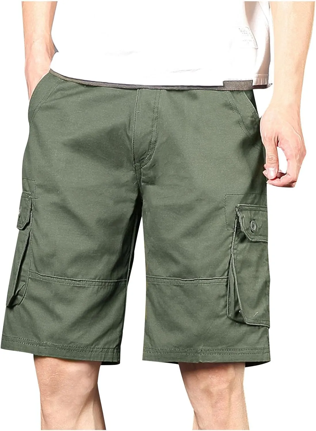 Men's Multiple Pockets Shorts Casual Cargo Shorts Drawstring Shorts Elastic Waist Shorts Plus Size Tactical Shorts
