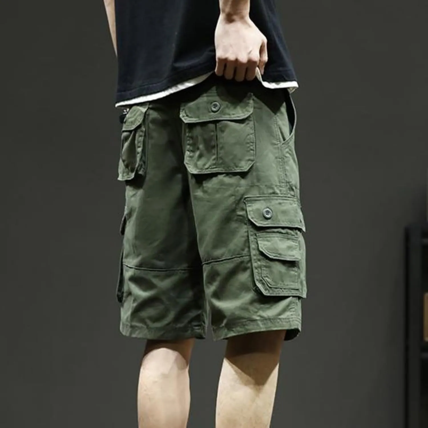 Men's Multiple Pockets Shorts Casual Cargo Shorts Drawstring Shorts Elastic Waist Shorts Plus Size Tactical Shorts