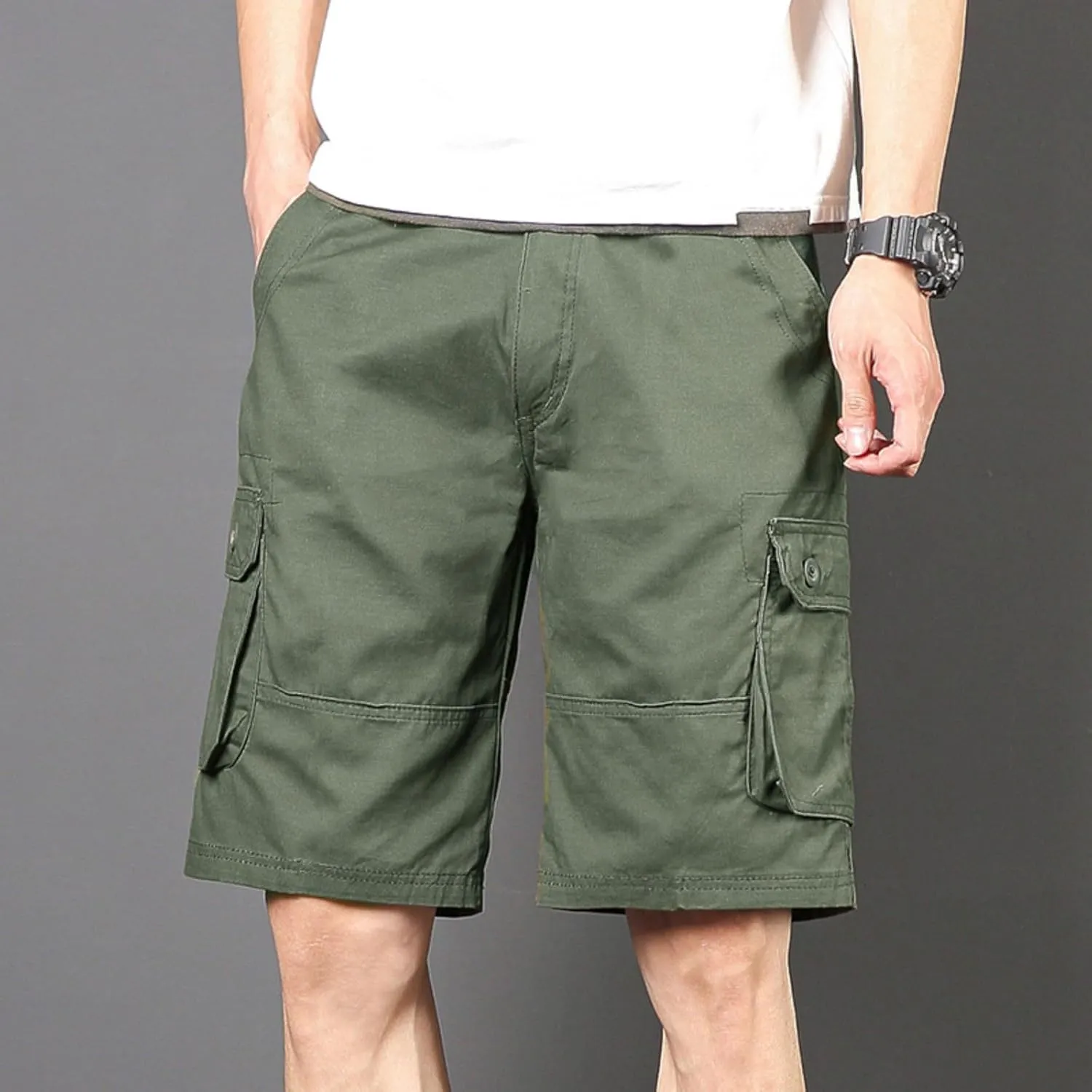 Men's Multiple Pockets Shorts Casual Cargo Shorts Drawstring Shorts Elastic Waist Shorts Plus Size Tactical Shorts