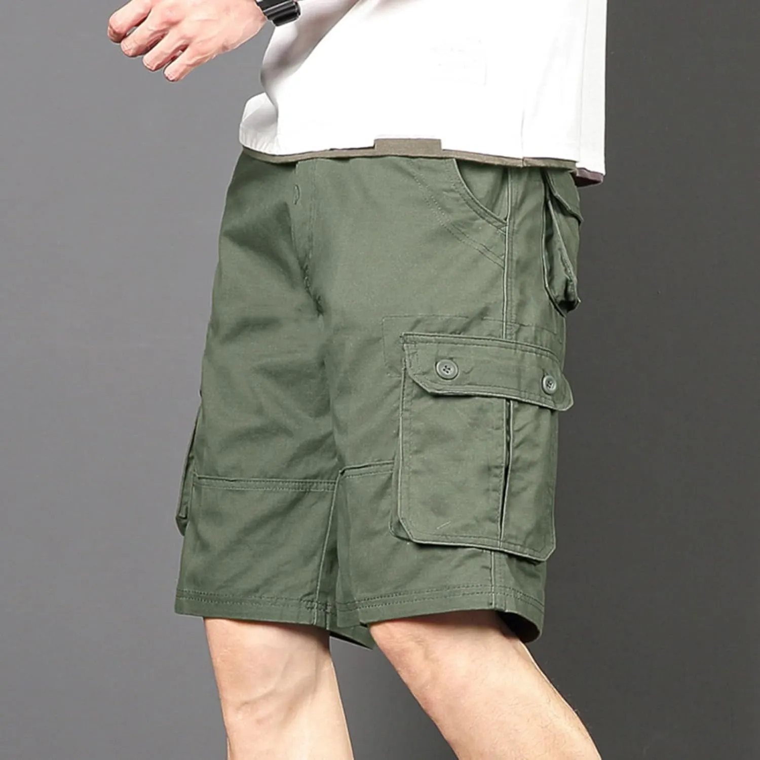 Men's Multiple Pockets Shorts Casual Cargo Shorts Drawstring Shorts Elastic Waist Shorts Plus Size Tactical Shorts
