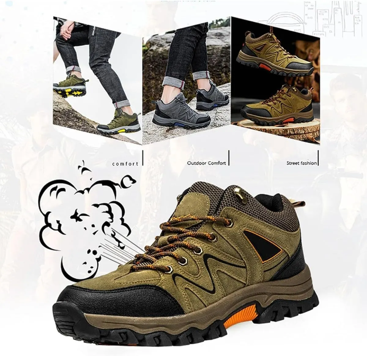 Men's Outdoor Lightweight Breathable Orthopedic Hiking Shoes,Orthopedic Hiking Shoes,Comfortable Trekking Work Shoe for All Seasons