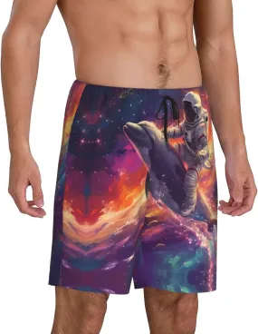 mens pajama pants - Astronaut Dolphin Comfy Sleep Shorts Mens Pajama shorts, mens lounge shorts pj pants