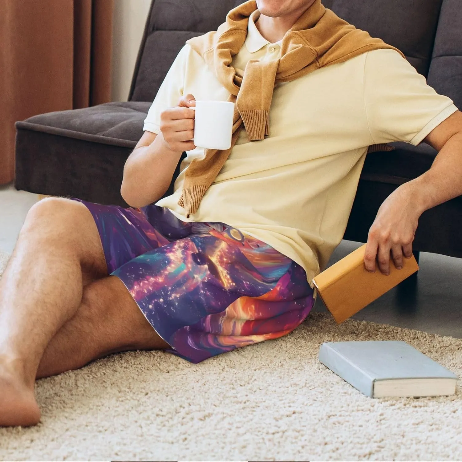 mens pajama pants - Astronaut Dolphin Comfy Sleep Shorts Mens Pajama shorts, mens lounge shorts pj pants