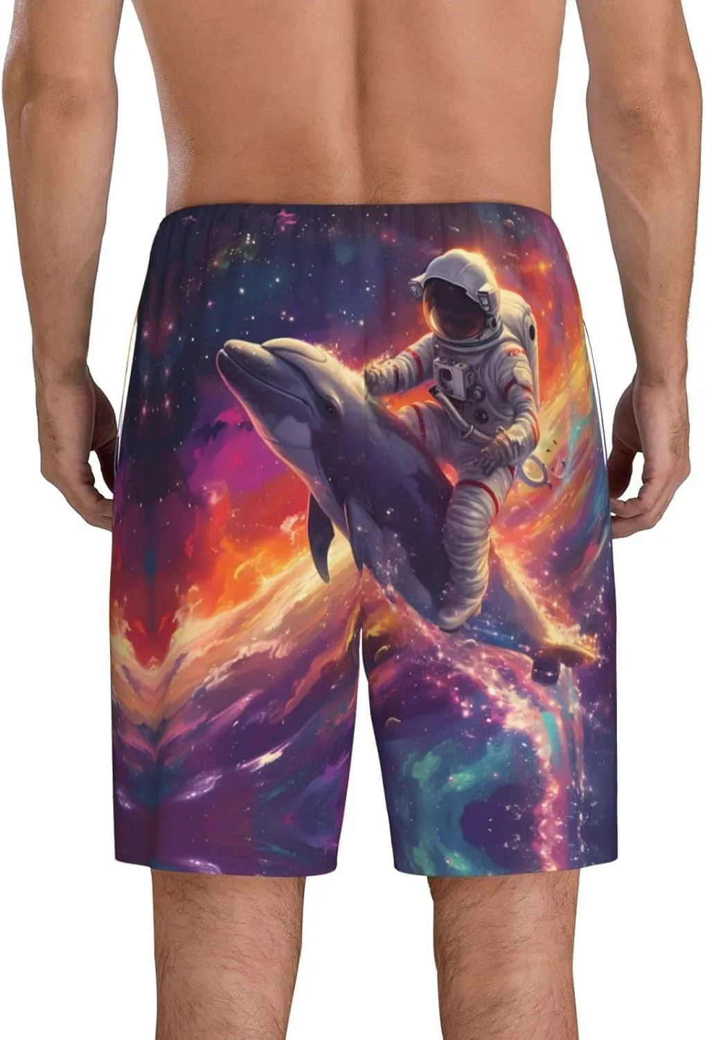mens pajama pants - Astronaut Dolphin Comfy Sleep Shorts Mens Pajama shorts, mens lounge shorts pj pants