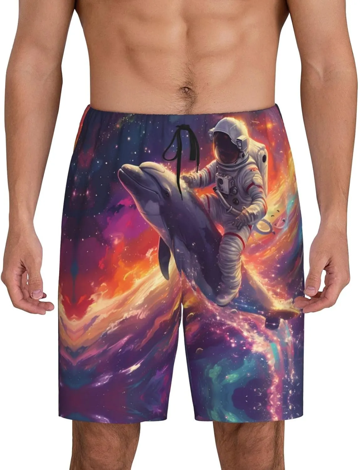 mens pajama pants - Astronaut Dolphin Comfy Sleep Shorts Mens Pajama shorts, mens lounge shorts pj pants