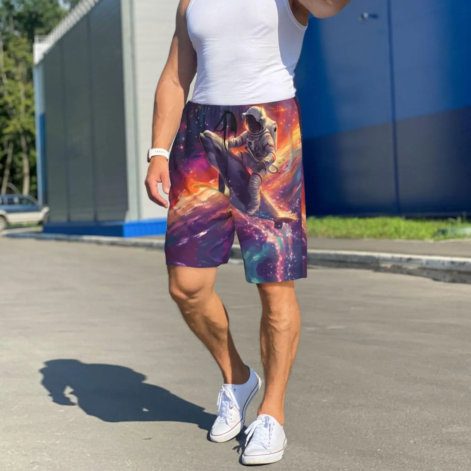 mens pajama pants - Astronaut Dolphin Comfy Sleep Shorts Mens Pajama shorts, mens lounge shorts pj pants