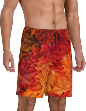 mens pajama pants - Autumn Leaf Comfy Sleep Shorts Mens Pajama shorts, mens lounge shorts pj pants