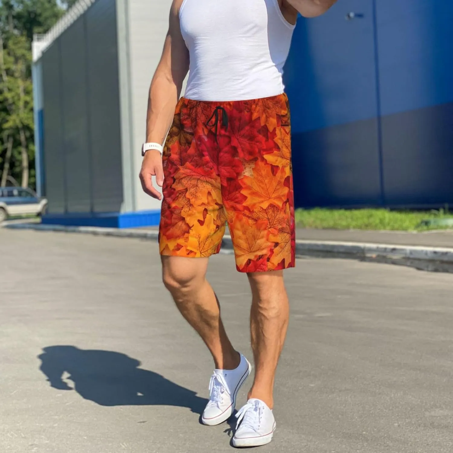 mens pajama pants - Autumn Leaf Comfy Sleep Shorts Mens Pajama shorts, mens lounge shorts pj pants