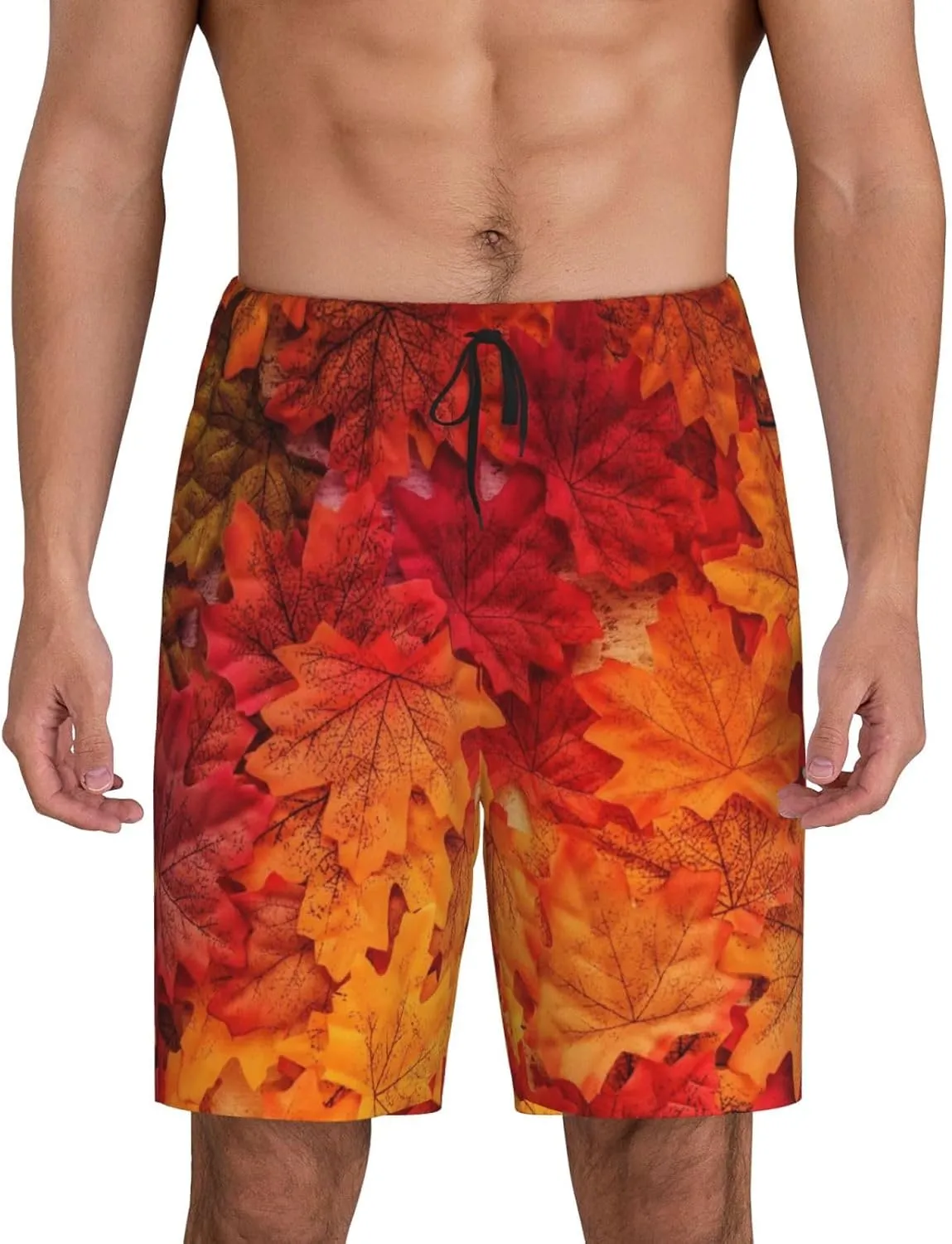 mens pajama pants - Autumn Leaf Comfy Sleep Shorts Mens Pajama shorts, mens lounge shorts pj pants