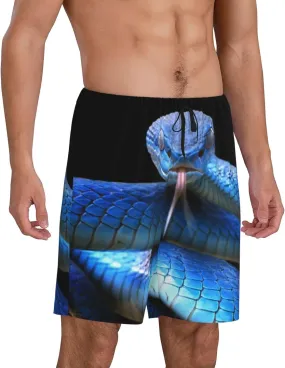 mens pajama pants - Blue Viper Snake Comfy Sleep Shorts Mens Pajama shorts, mens lounge shorts pj pants