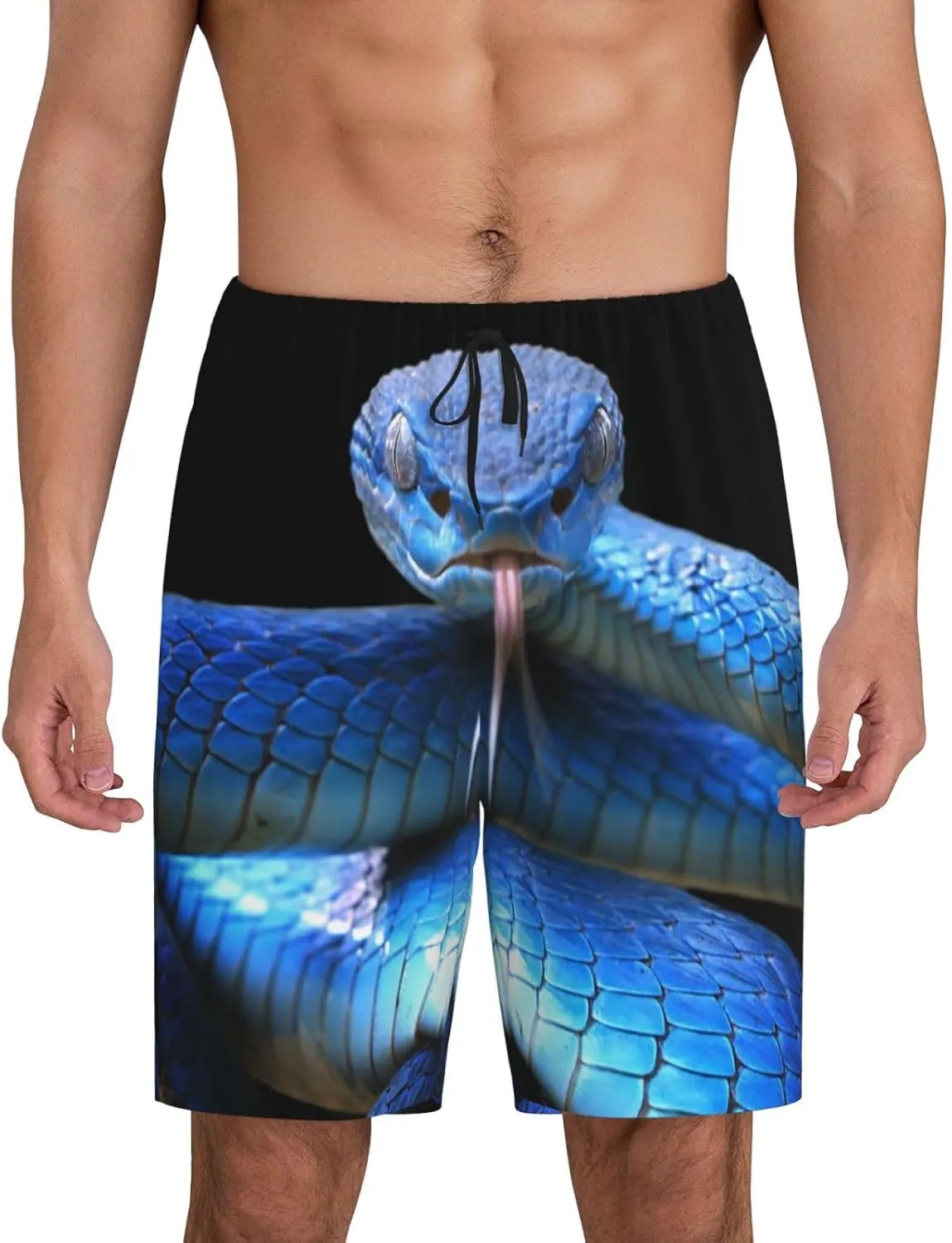 mens pajama pants - Blue Viper Snake Comfy Sleep Shorts Mens Pajama shorts, mens lounge shorts pj pants