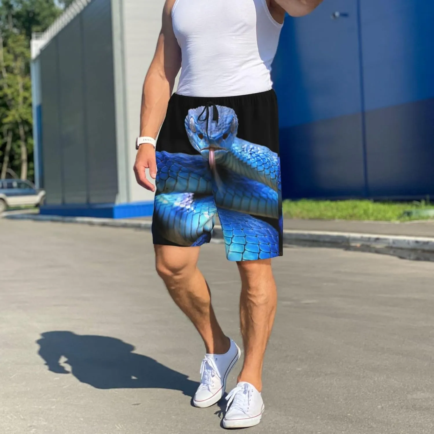 mens pajama pants - Blue Viper Snake Comfy Sleep Shorts Mens Pajama shorts, mens lounge shorts pj pants
