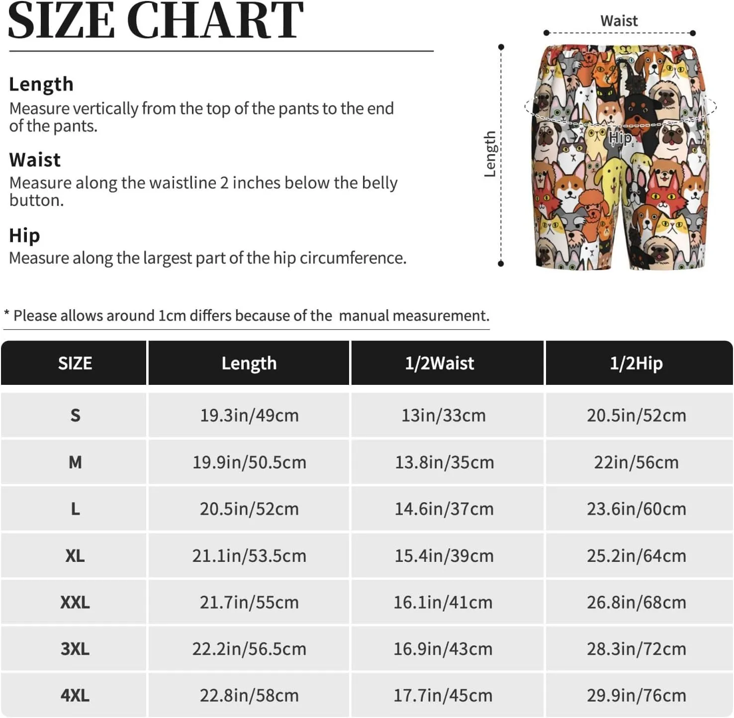 Mens Pajama Pants - Cats & Dogs Group Comfy Sleep Shorts Mens Pajama Shorts, Mens Lounge Shorts Pj Pants