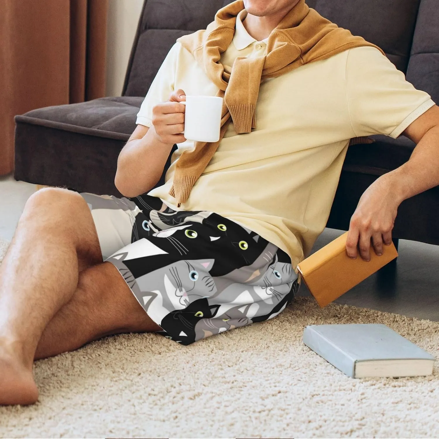 mens pajama pants - Colors Cats Comfy Sleep Shorts Mens Pajama shorts, mens lounge shorts pj pants