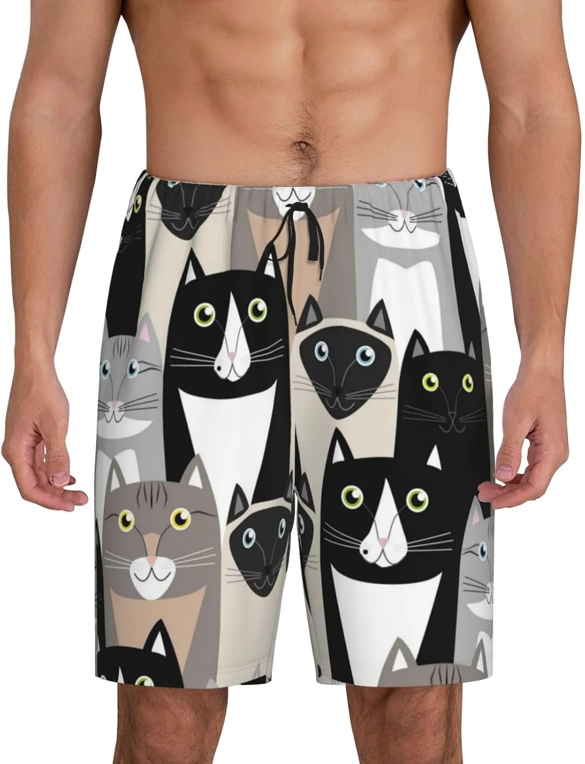mens pajama pants - Colors Cats Comfy Sleep Shorts Mens Pajama shorts, mens lounge shorts pj pants