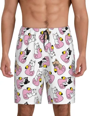 Mens Pajama Pants - Comfy Sleep Shorts Mens Pajama Shorts, Mens Lounge Shorts Pj Pants French Bulldog Duck