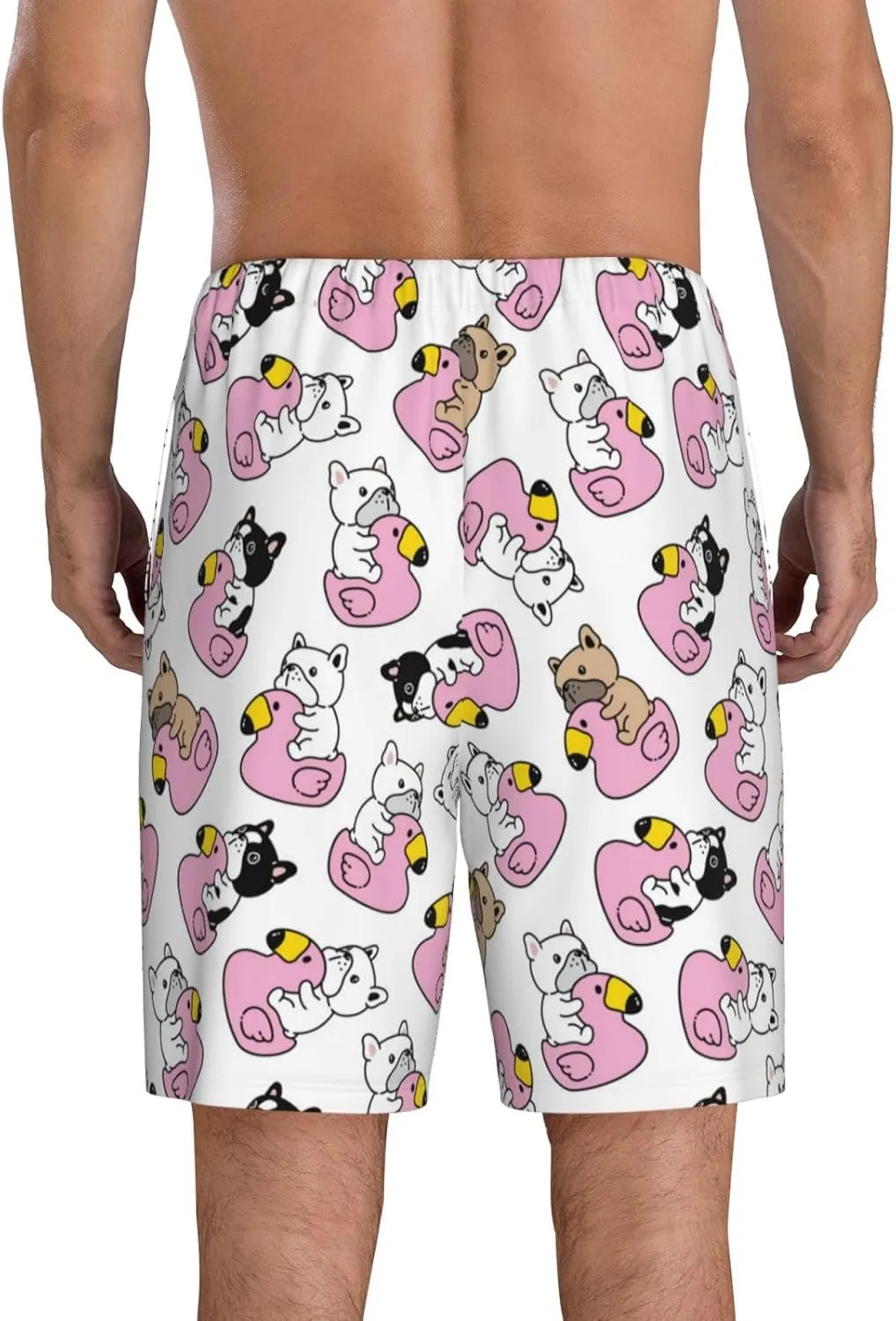 Mens Pajama Pants - Comfy Sleep Shorts Mens Pajama Shorts, Mens Lounge Shorts Pj Pants French Bulldog Duck