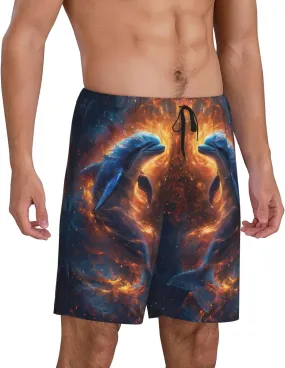 Mens Pajama Pants - Cool Dolphin Sleep Comfy Shorts Mens Pajama Shorts, Pj Pants for Mens Lounge Shorts