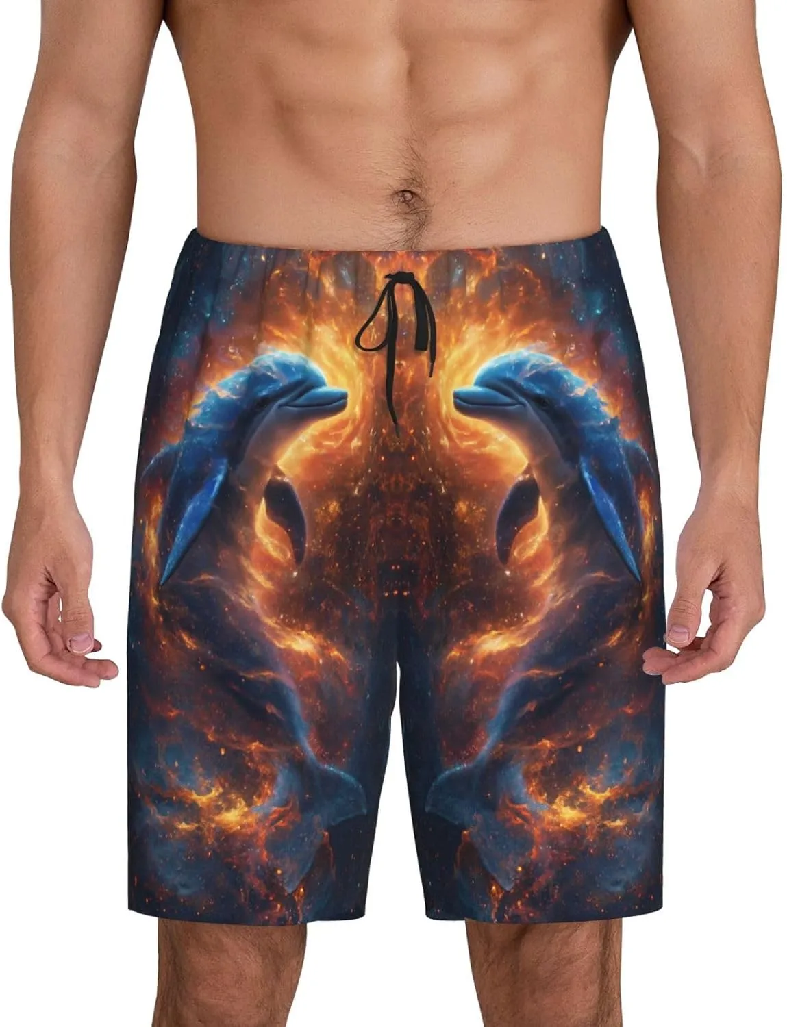 Mens Pajama Pants - Cool Dolphin Sleep Comfy Shorts Mens Pajama Shorts, Pj Pants for Mens Lounge Shorts
