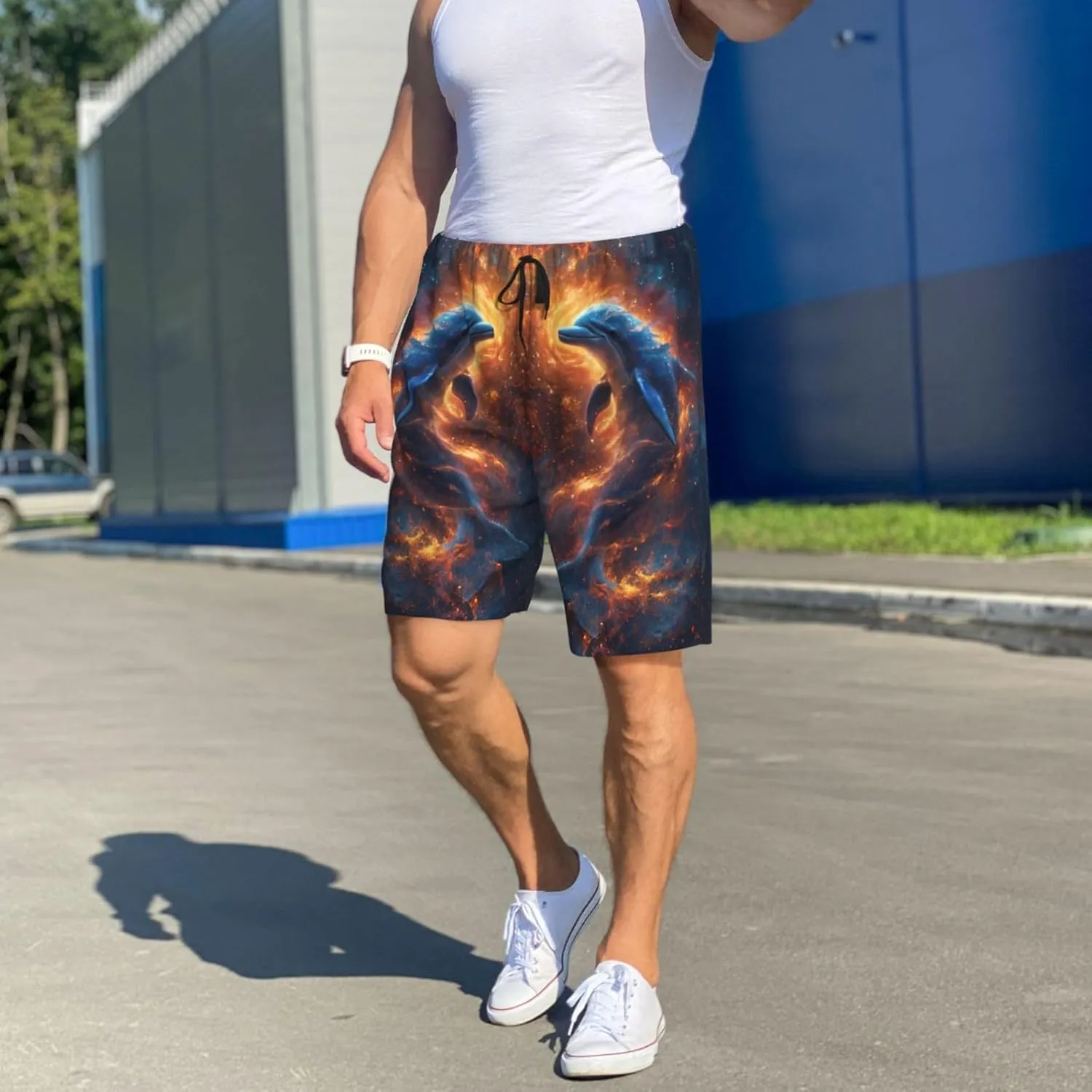 Mens Pajama Pants - Cool Dolphin Sleep Comfy Shorts Mens Pajama Shorts, Pj Pants for Mens Lounge Shorts