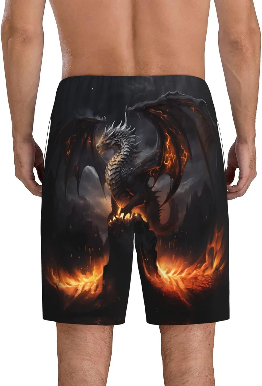 mens pajama pants - cool fire dragon Comfy Sleep Shorts Mens Pajama shorts, mens lounge shorts pj pants