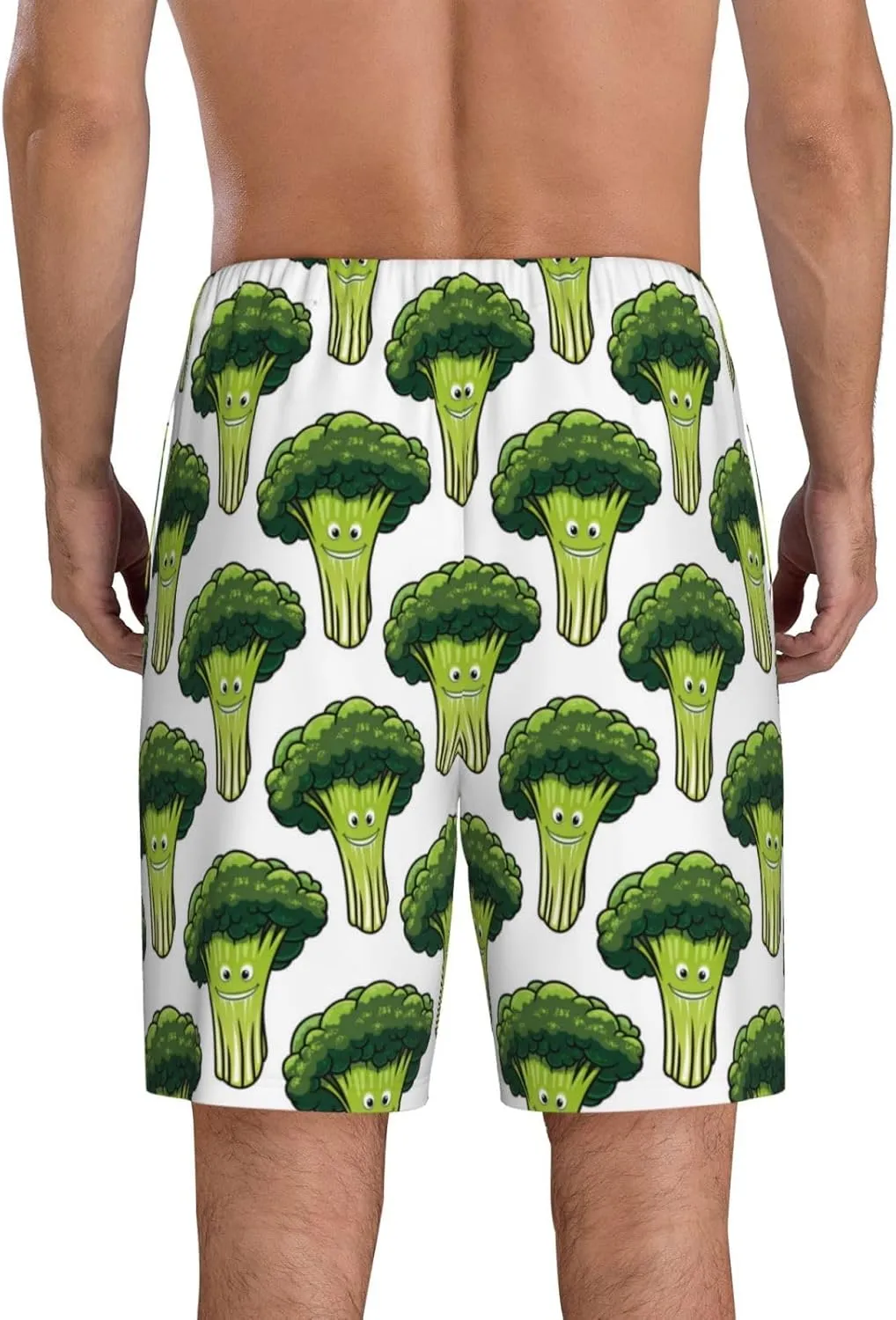 Mens Pajama Pants - cute broccoli Sleep Shorts Mens Pajama Shorts, Comfy Pj Pants for Mens Lounge Shorts