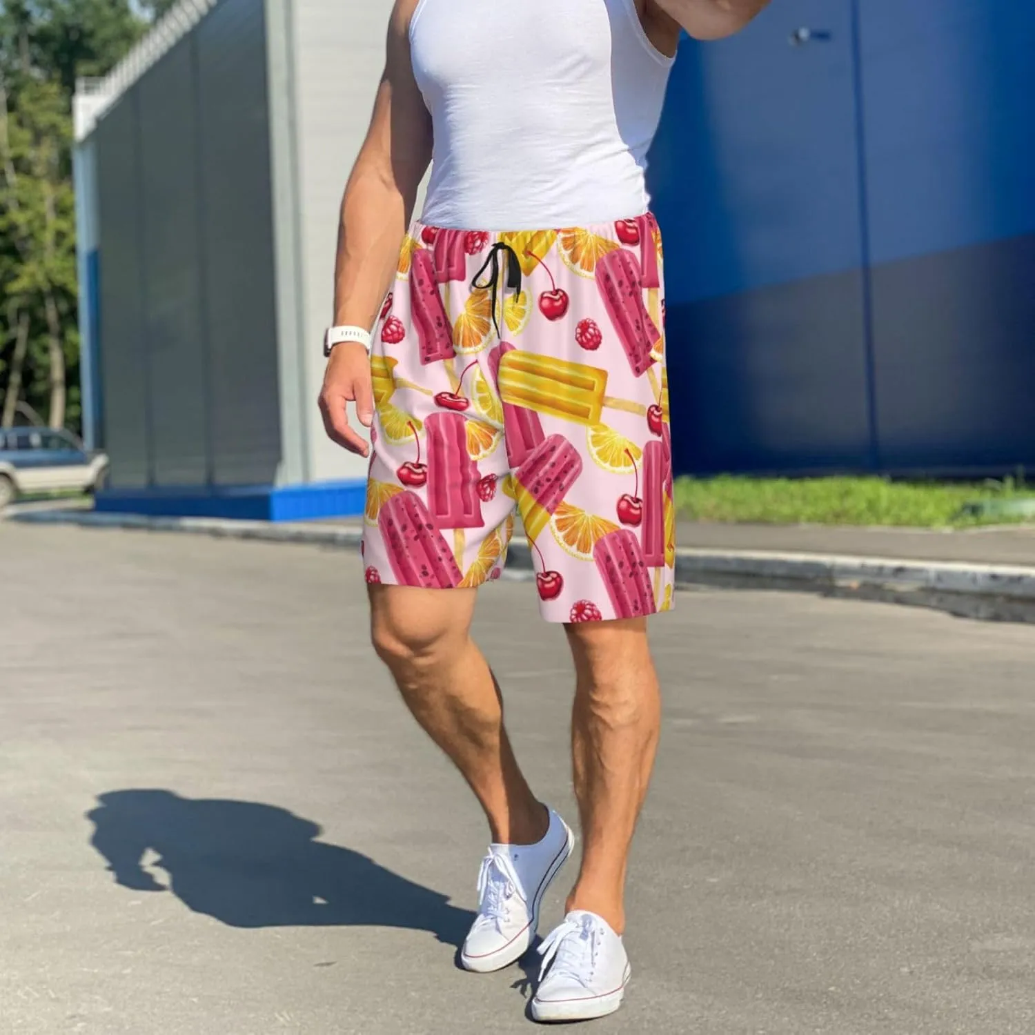 Mens Pajama Pants - cute Popsicle Sleep Shorts Mens Pajama Shorts, Comfy Pj Pants for Mens Lounge Shorts