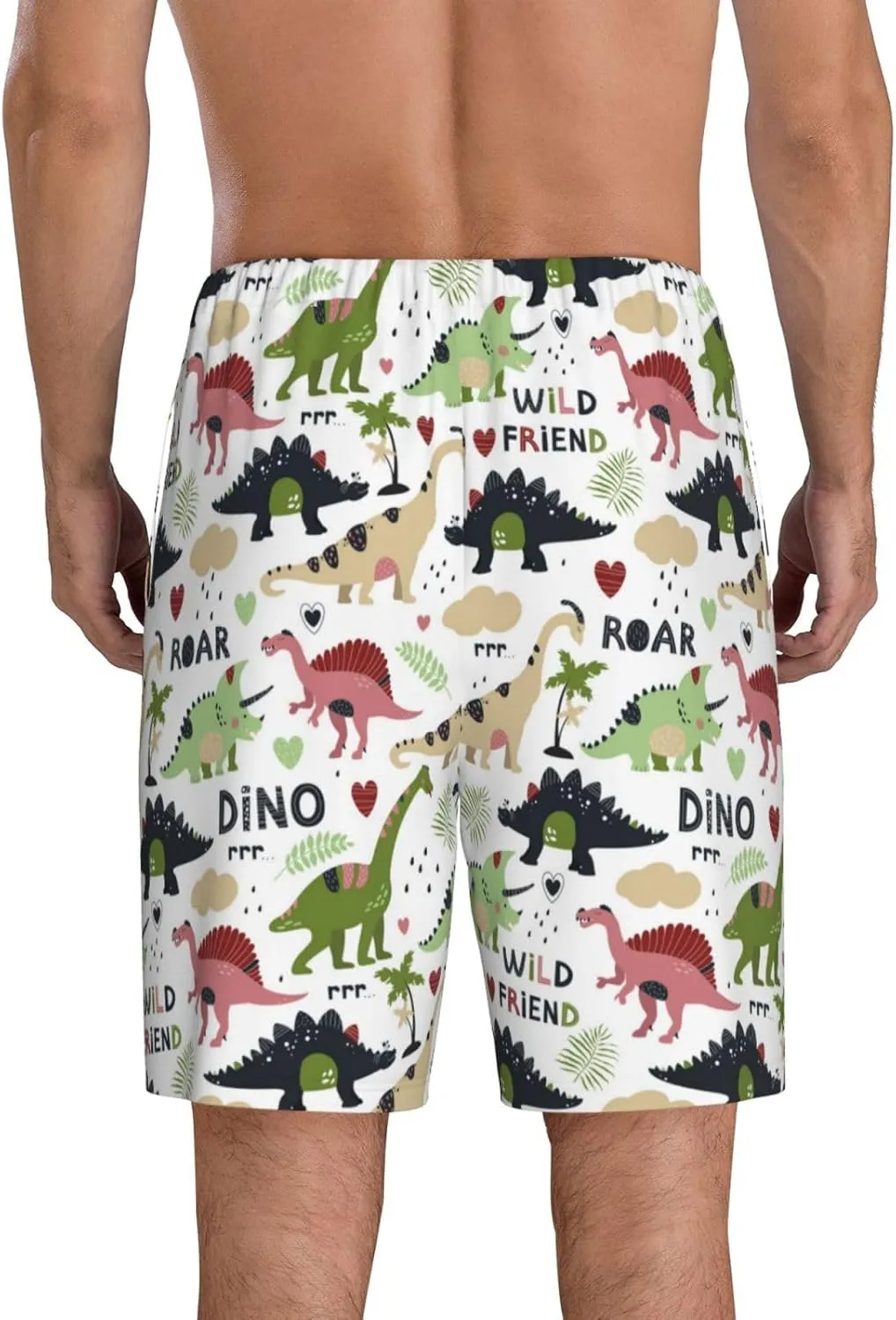 Mens Pajama Pants - Dinosaur Print B Comfy Sleep Shorts Mens Pajama Shorts, Mens Lounge Shorts Pj Pants