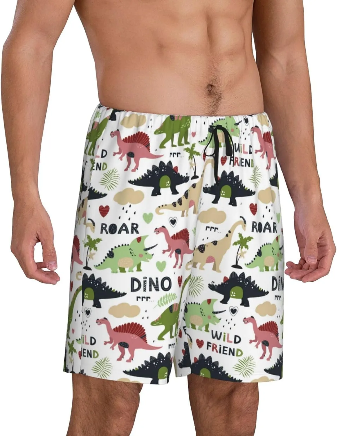 Mens Pajama Pants - Dinosaur Print B Comfy Sleep Shorts Mens Pajama Shorts, Mens Lounge Shorts Pj Pants