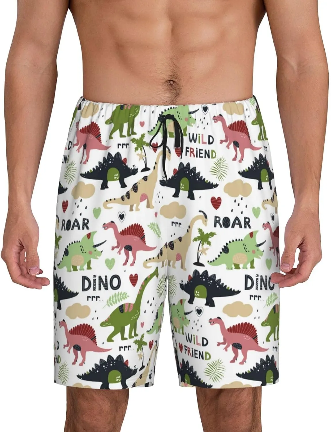 Mens Pajama Pants - Dinosaur Print B Comfy Sleep Shorts Mens Pajama Shorts, Mens Lounge Shorts Pj Pants