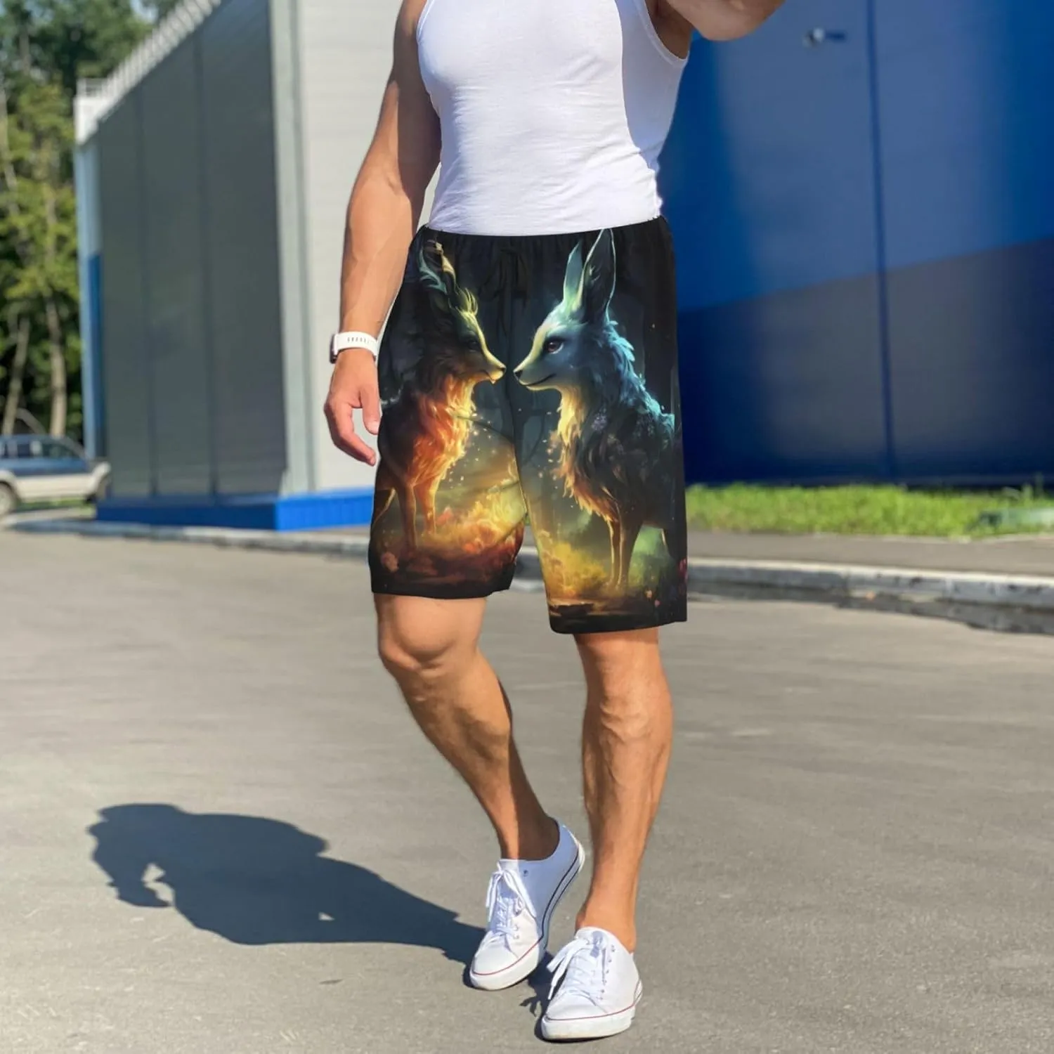 mens pajama pants - Firefly Forest Fox Comfy Sleep Shorts Mens Pajama shorts, mens lounge shorts pj pants