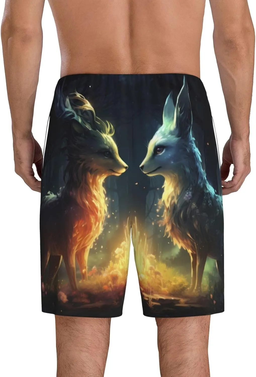 mens pajama pants - Firefly Forest Fox Comfy Sleep Shorts Mens Pajama shorts, mens lounge shorts pj pants