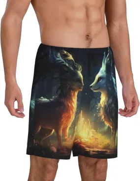 mens pajama pants - Firefly Forest Fox Comfy Sleep Shorts Mens Pajama shorts, mens lounge shorts pj pants