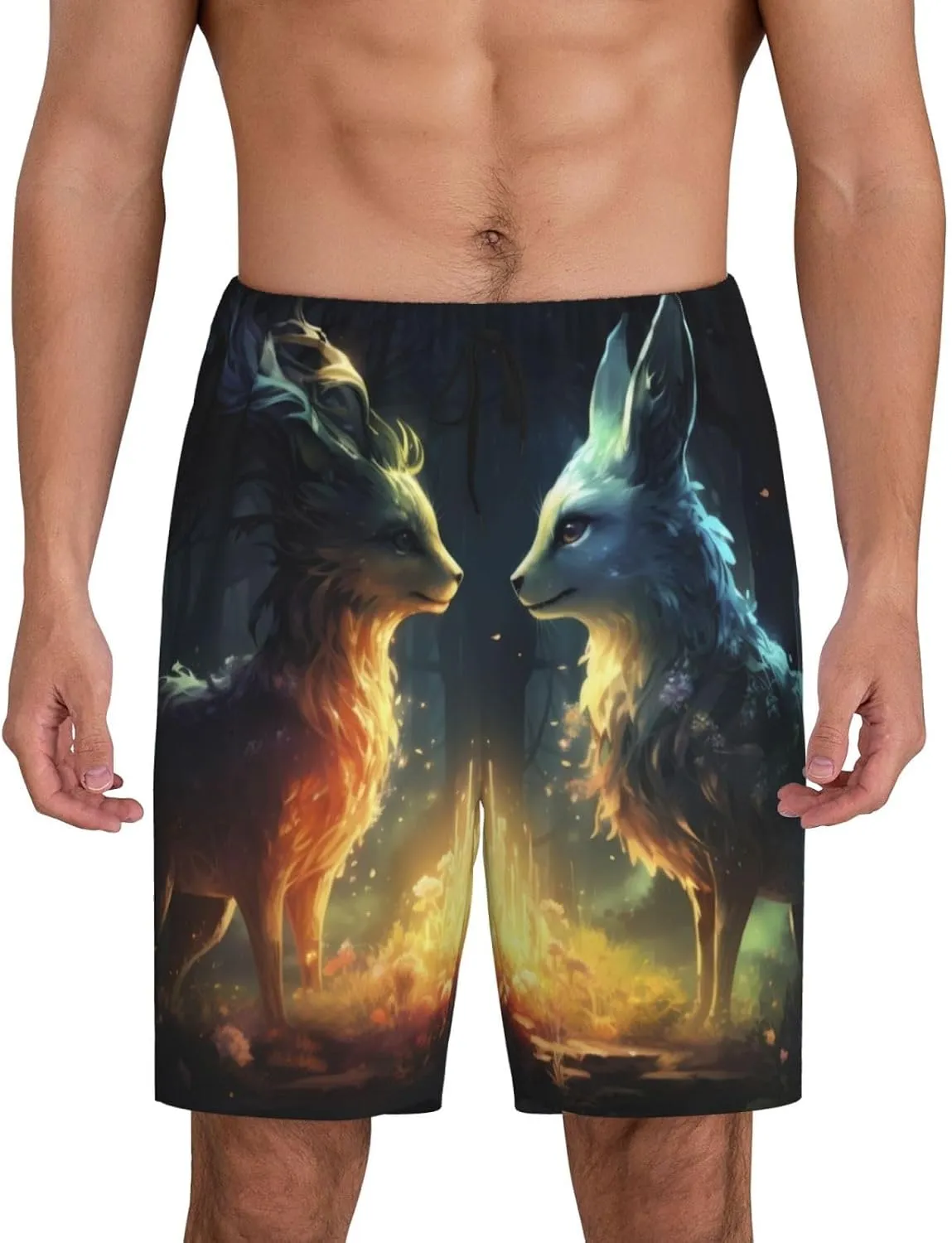 mens pajama pants - Firefly Forest Fox Comfy Sleep Shorts Mens Pajama shorts, mens lounge shorts pj pants