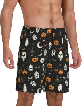 Mens Pajama Pants - halloween elements Sleep Shorts Mens Pajama Shorts, Comfy Pj Pants for Mens Lounge Shorts