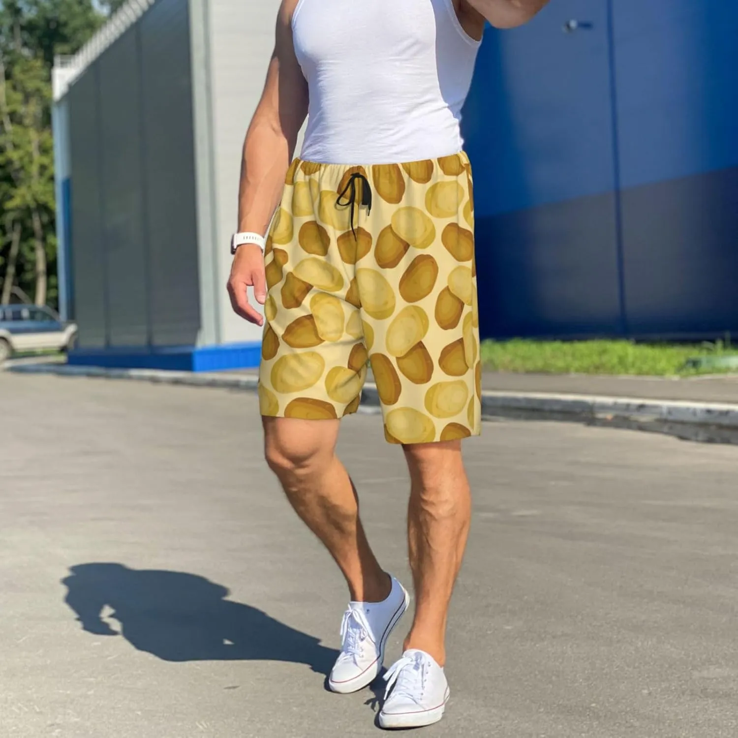 Mens Pajama Pants - Potato print Sleep Shorts Mens Pajama Shorts, Comfy Pj Pants for Mens Lounge Shorts
