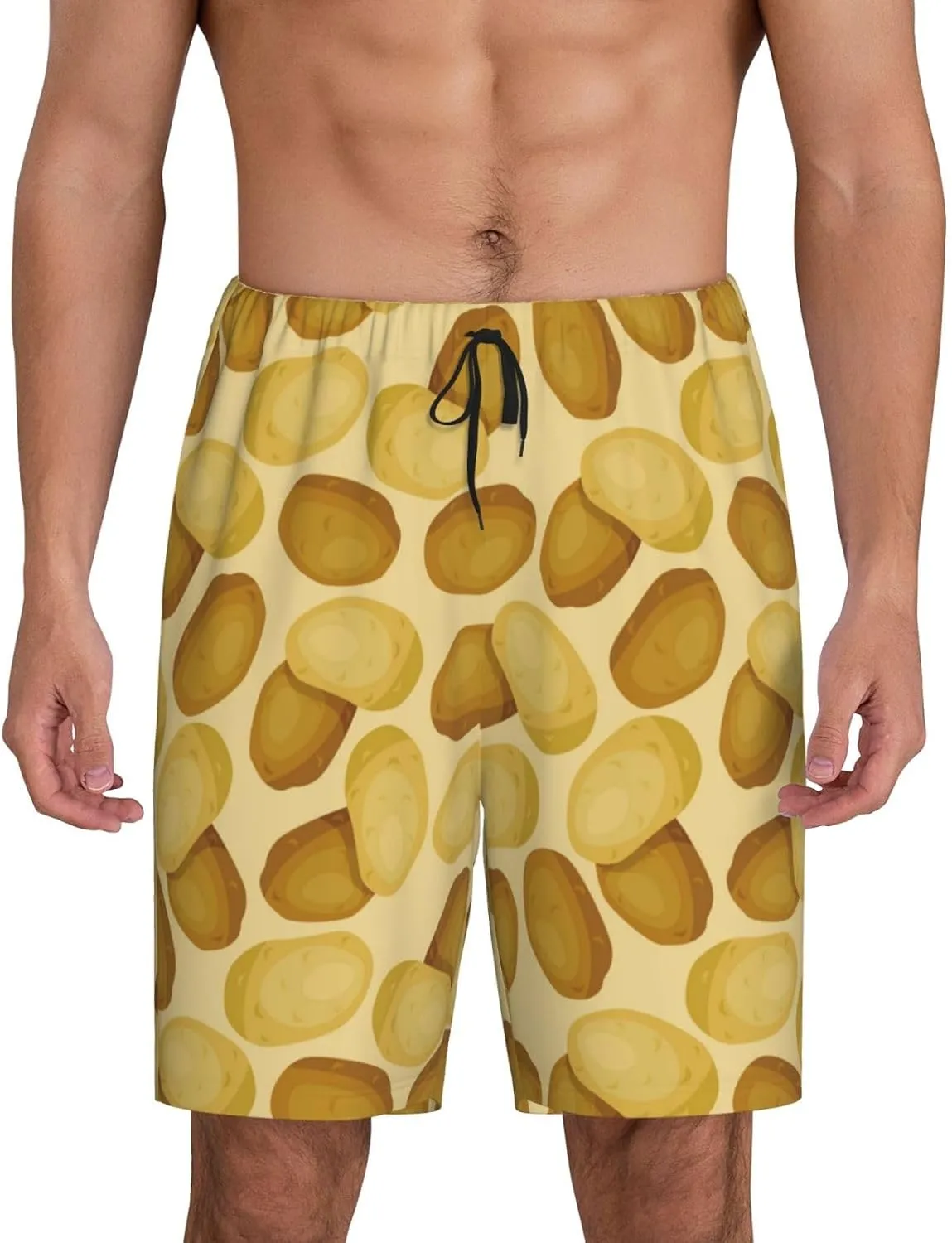 Mens Pajama Pants - Potato print Sleep Shorts Mens Pajama Shorts, Comfy Pj Pants for Mens Lounge Shorts