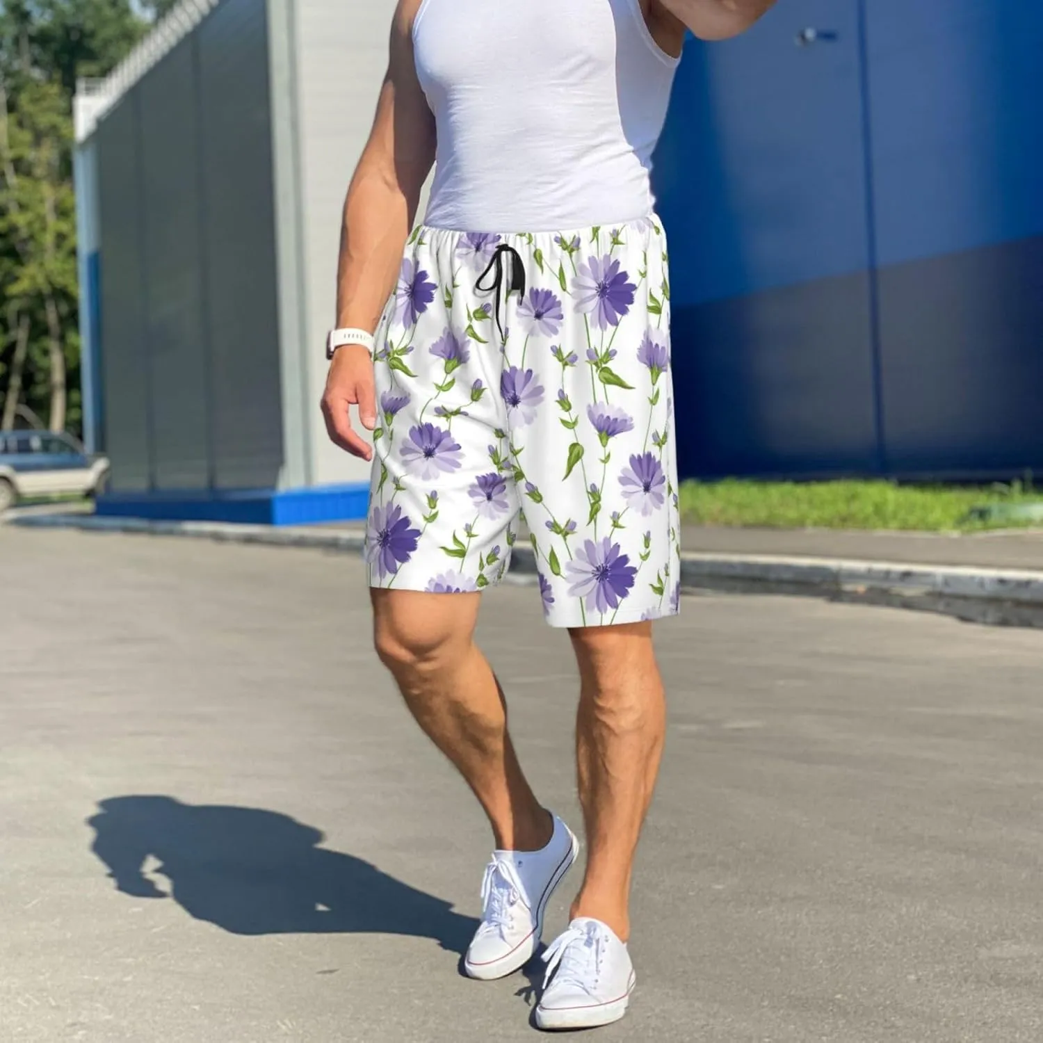 Mens Pajama Pants - Purple Chicory Comfy Sleep Shorts Mens Pajama Shorts, Mens Lounge Shorts Pj Pants