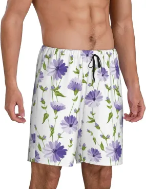 Mens Pajama Pants - Purple Chicory Comfy Sleep Shorts Mens Pajama Shorts, Mens Lounge Shorts Pj Pants