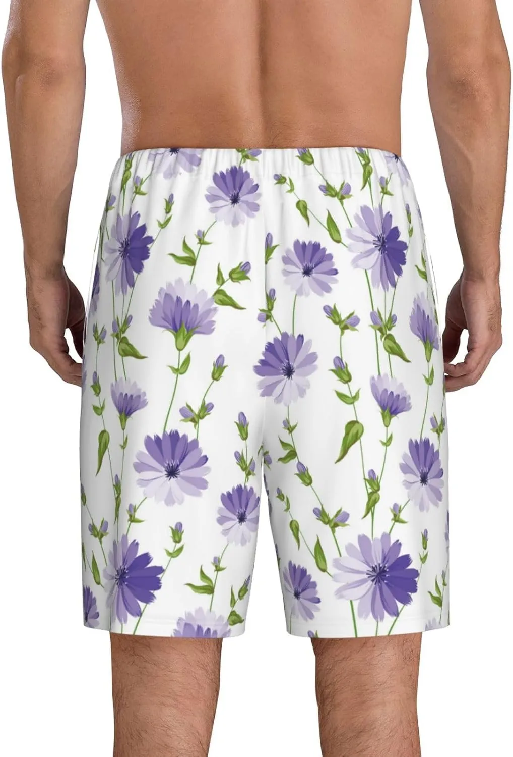Mens Pajama Pants - Purple Chicory Comfy Sleep Shorts Mens Pajama Shorts, Mens Lounge Shorts Pj Pants