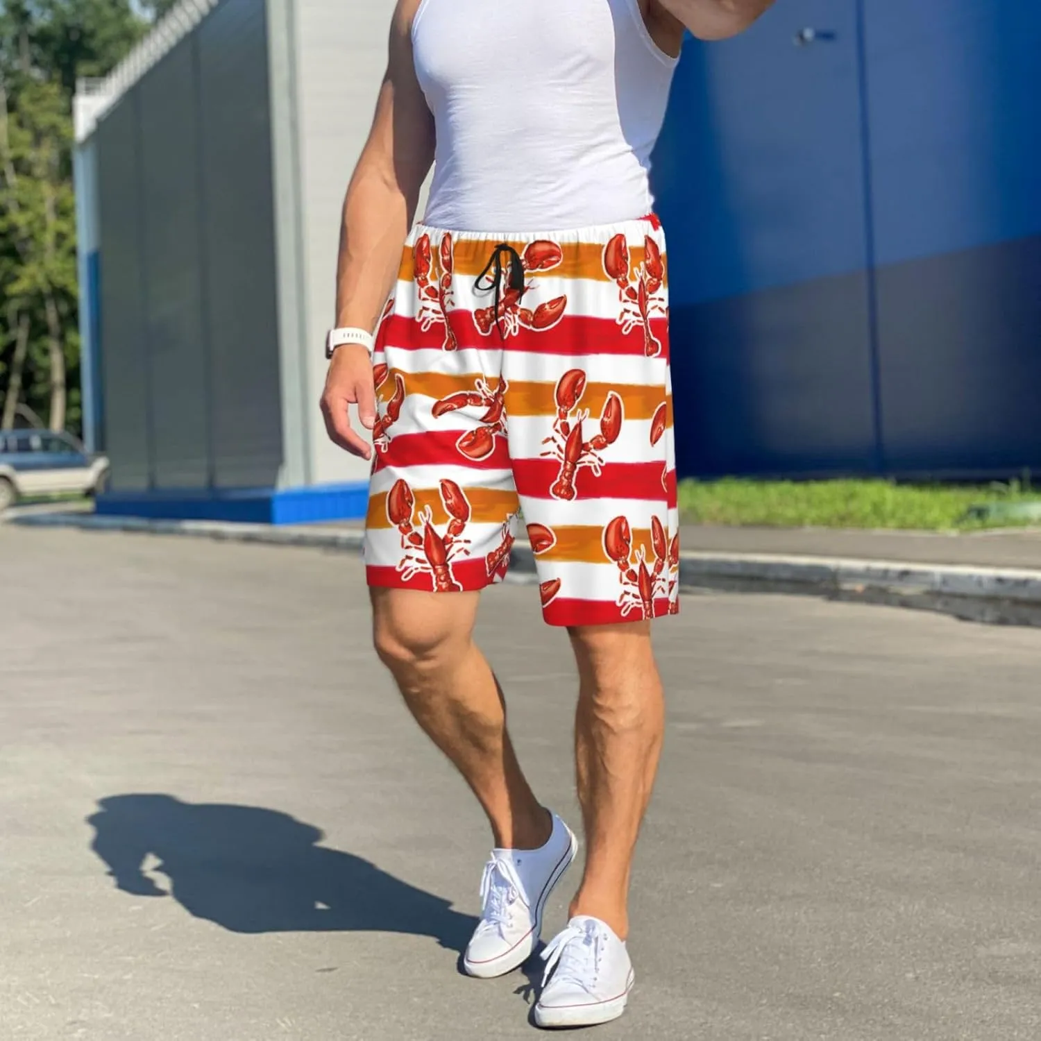 Mens Pajama Pants - Red Lobster Comfy Sleep Shorts Mens Pajama Shorts, Mens Lounge Shorts Pj Pants